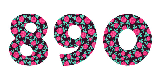 数字1 2 3美丽可爱的春天手绘花孤立在白色的背景。花趾元素。完美的周年纪念，婚礼装饰等。图片下载