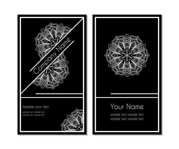 带有白色花边图案的名片图片下载