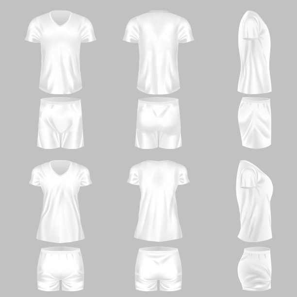 一套逼真的模型男人和女人t恤-束腰外衣，短裤图片下载