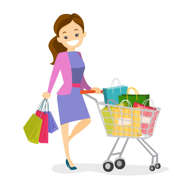 拿着购物袋的白人年轻女人图片下载