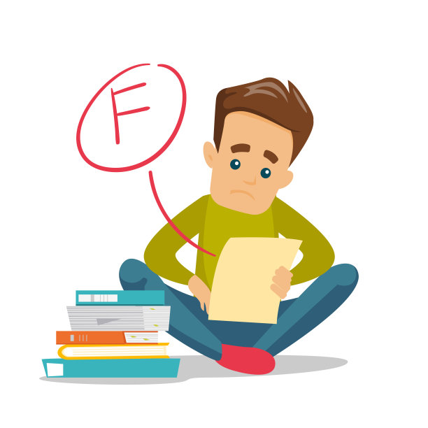 悲伤的学生看着差分数的试卷图片下载