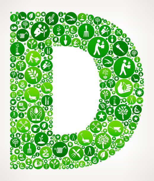 字母D花园和园艺矢量图标模式图片下载