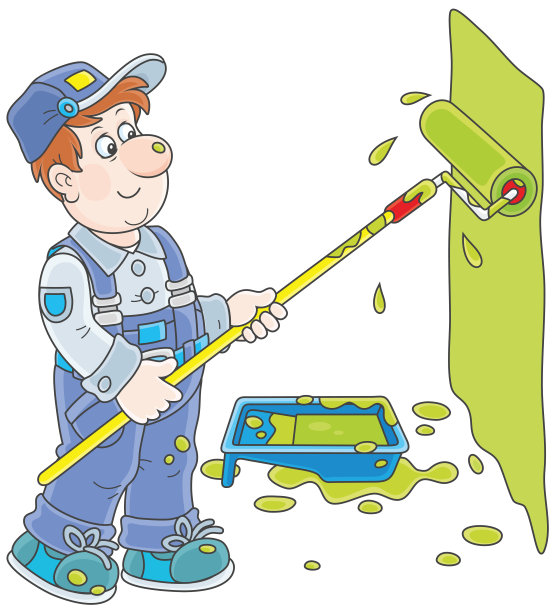 房子油漆工用彩色滚筒图片下载