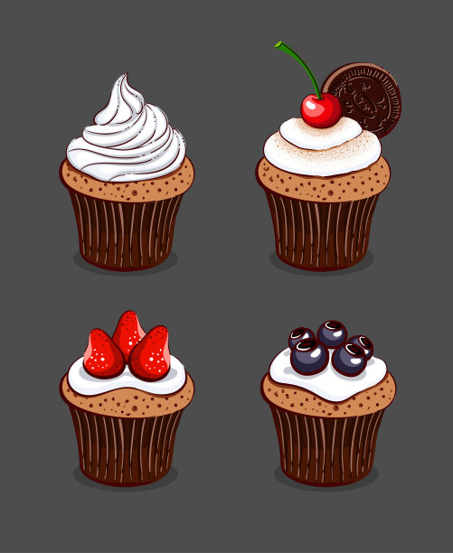 可爱的松饼插画图片下载