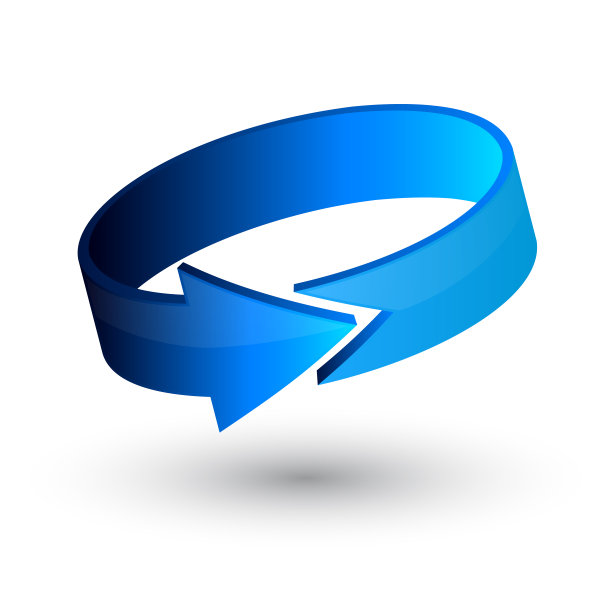 圆蓝色3d箭头，向量图片下载