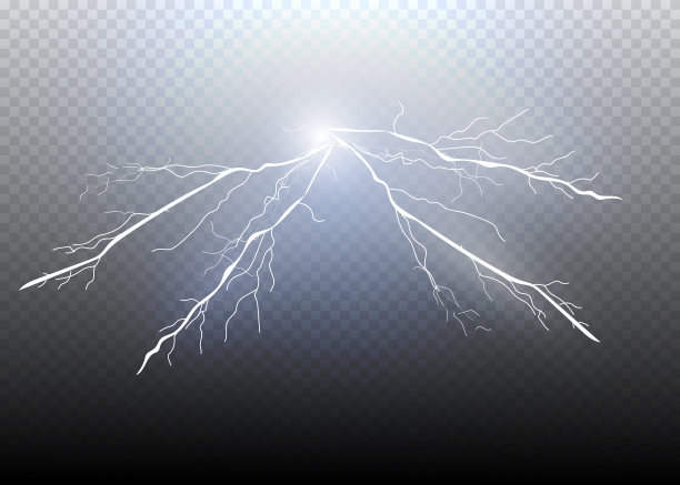 一套闪电魔术和明亮的灯光效果。矢量插图。放电电流。图片下载