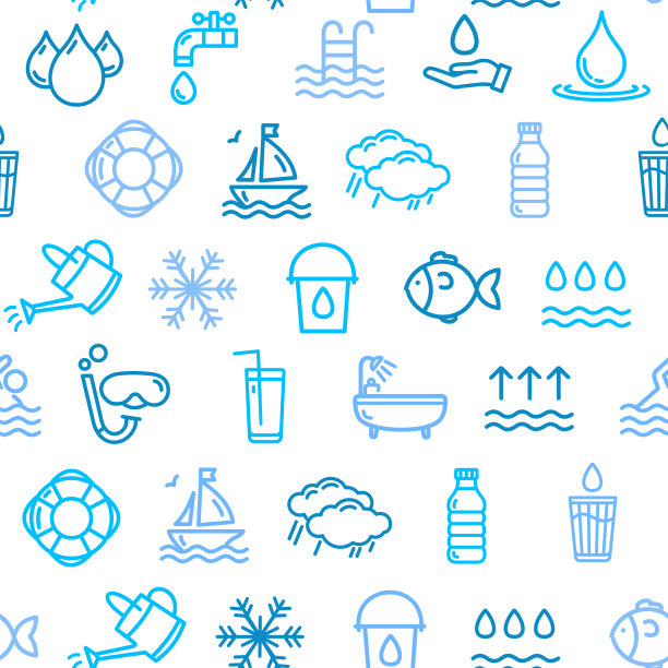 水池和水标志无缝图案背景。向量图片下载