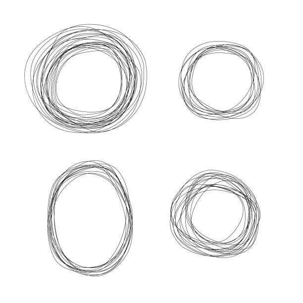 一组向量粗略的涂鸦线圆帧图片下载