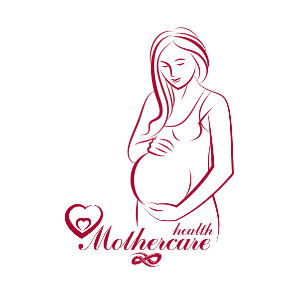 优雅孕妇身材剪影画。矢量插图的母亲爱抚她的肚子。医疗中心怀孕援助营销传单模板图片下载