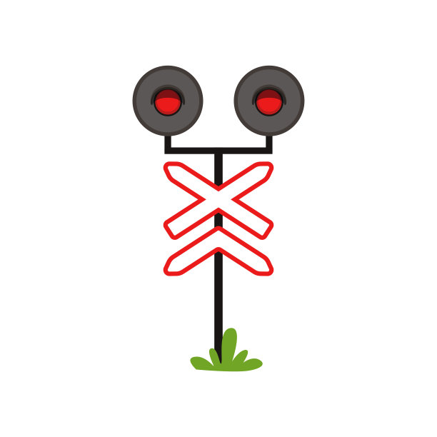带有灯光的铁路警告标志图标。红色的信号。平面矢量设计的信息图形海报，移动应用程序或教育书籍图片下载