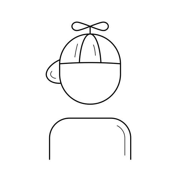 男孩棒球帽矢量线图标图片下载