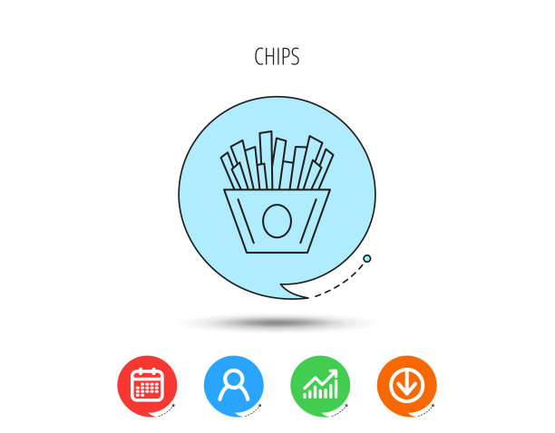 芯片图标。薯条快餐标志。图片下载