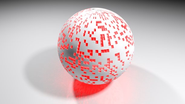 带有红色光点的白色球体- 3D渲染图片下载