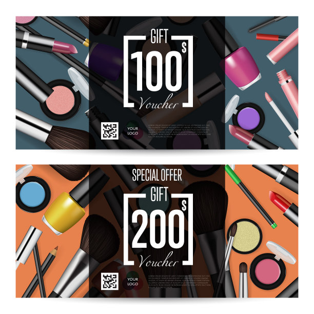 预付金额模板的化妆品礼品券图片下载