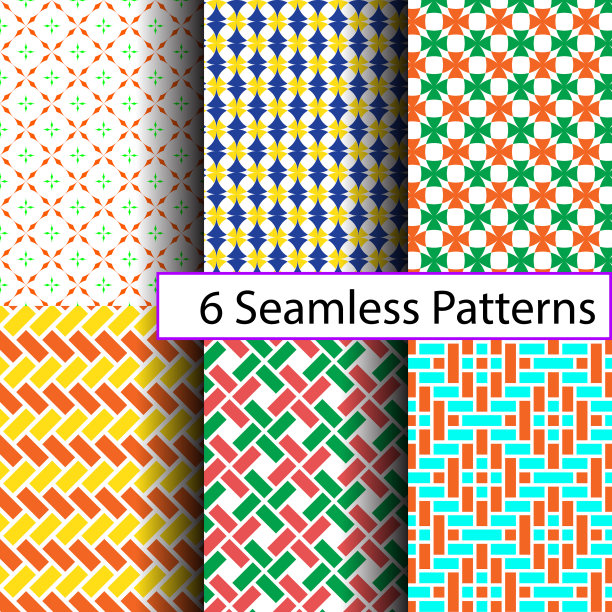 六色无缝图案，矢量设计图片下载