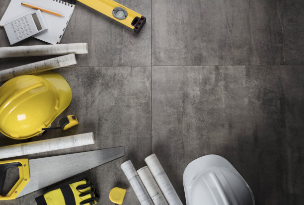 承包商的概念背景。前视图。排版。图片下载