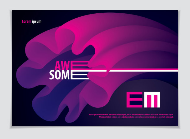 波浪纹花抽象矢量造型，抽象艺术元素。完美的礼品卡，封面，海报或宣传册。色彩鲜艳的波浪立体物体。图片下载