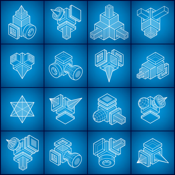 三维设计，抽象矢量形状集。图片下载