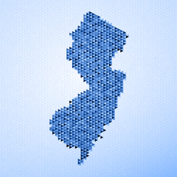 新泽西州地图三角形图案蓝色图片下载