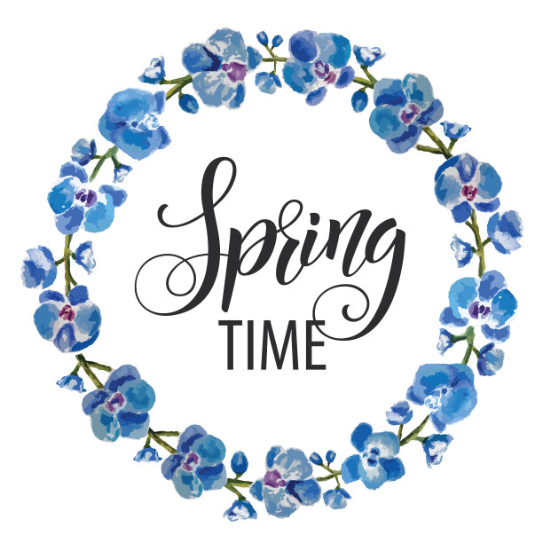 手绘字体。水彩花卉背景。春天的假期。矢量插图EPS10图片下载