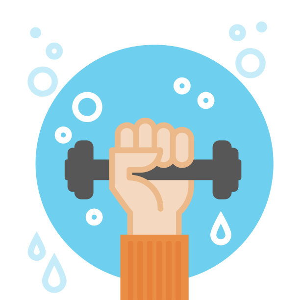 手握哑铃。健康的象征。运动的概念。矢量插图，平面设计图片下载