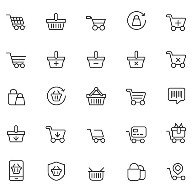 购物篮图标集图片下载