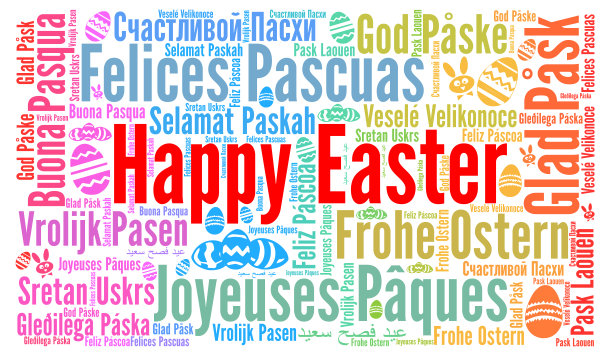 复活节快乐在不同的语言词云图片下载
