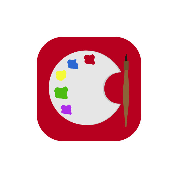 图标与调色板的油漆和画笔。图片下载