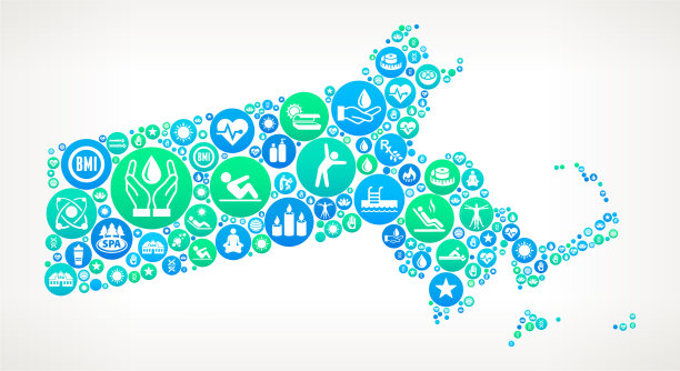 马萨诸塞州温泉和健康矢量图标模式图片下载