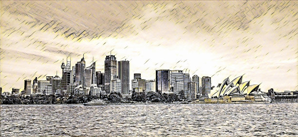 悉尼天际线风格化的数字艺术品图片下载