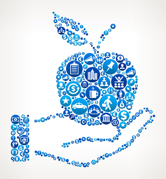 苹果商业和金融蓝色图标模式图片下载