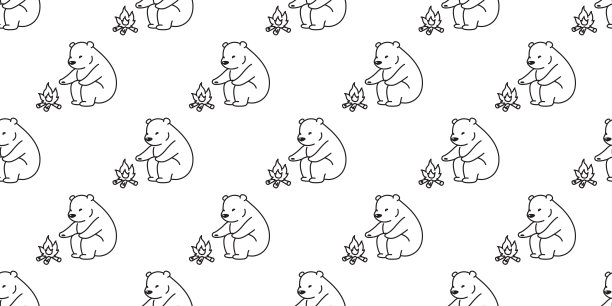 熊无缝模式北极熊露营矢量孤立壁纸背景插图卡通白色图片下载