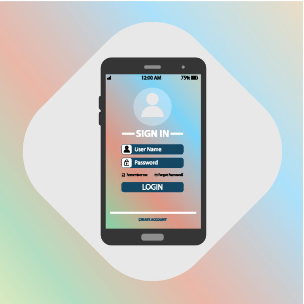 智能手机屏幕上的登录页面图片下载
