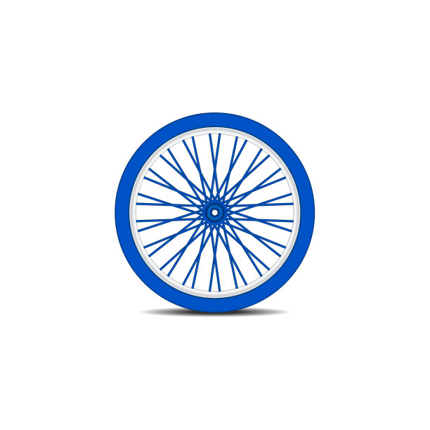 蓝色设计的自行车轮，带阴影图片下载