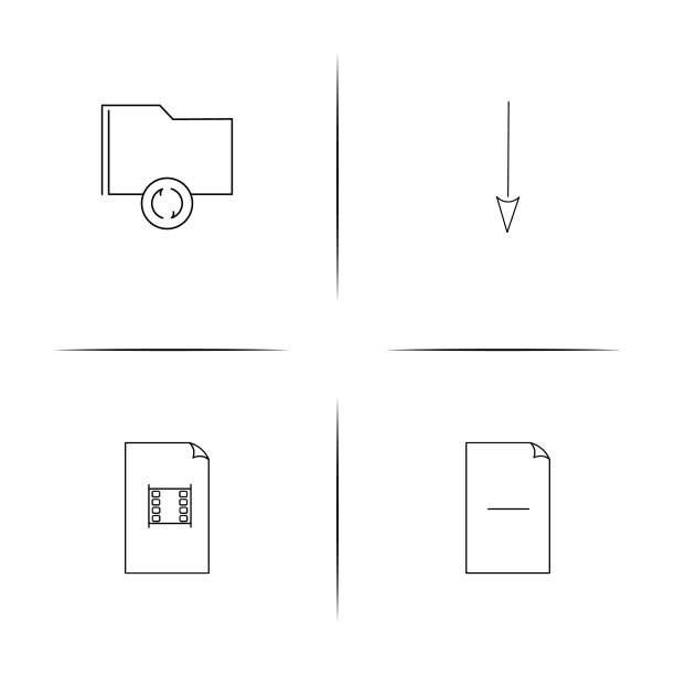 文件和文件夹，签名简单的线性图标集。简单的轮廓图标图片下载