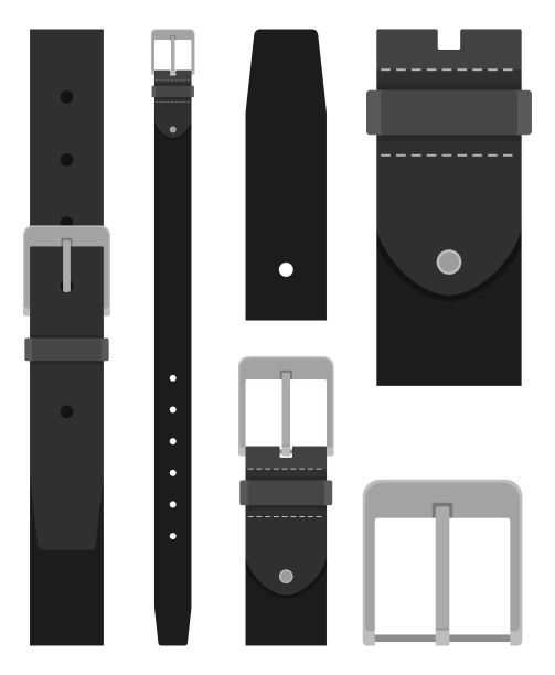 黑色皮带带扣孤立在白色背景。服装设计元素。平腰带裤图片下载