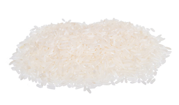 一堆白米孤立在白色的背景上图片下载