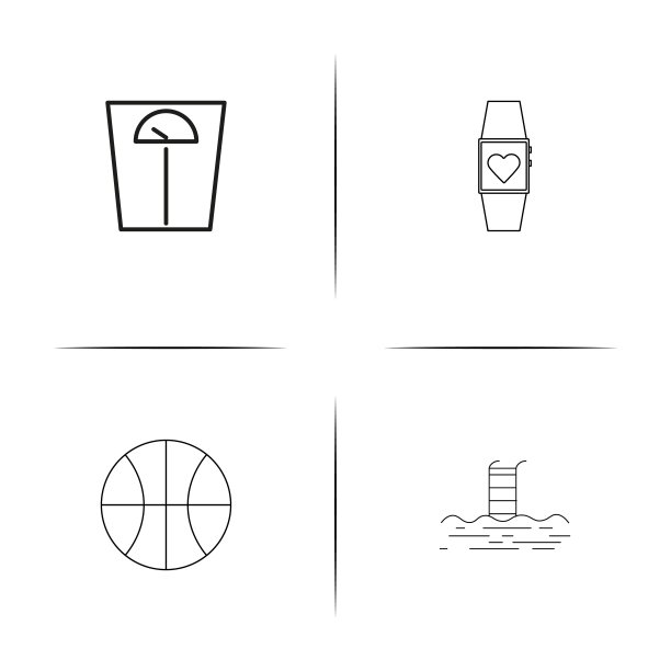 运动健身和娱乐简单的线性图标设置。简单的轮廓图标图片下载