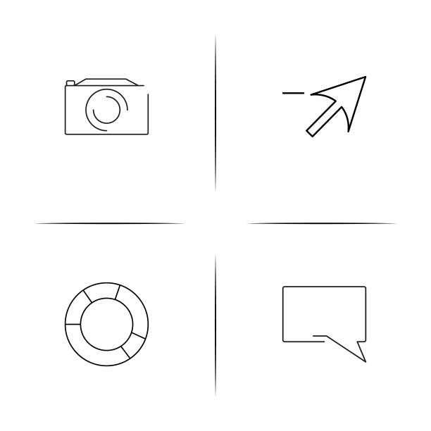 网页和文本简单的线性图标集。简单的轮廓图标图片下载