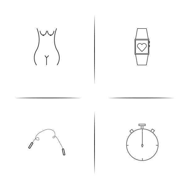 运动健身和娱乐简单的线性图标设置。简单的轮廓图标图片下载