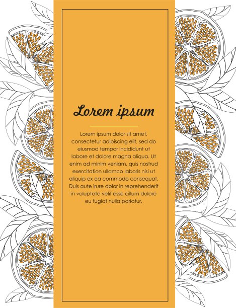 手绘设计模板与橙色孤立的白色背景。矢量图图片下载