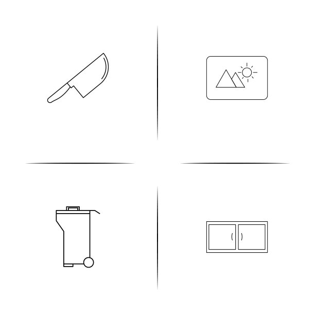 家用电器和设备简单线性图标设置。简单的轮廓图标图片下载