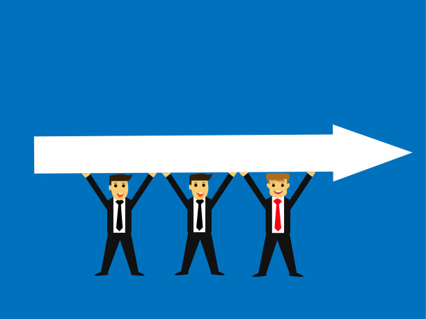 商人和团队举起了箭头，经营理念图片下载