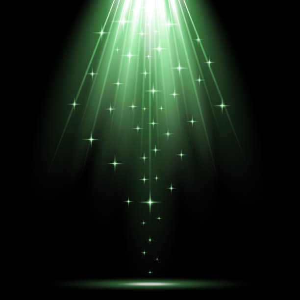 矢量聚光灯效果与亮片，绿色图片下载