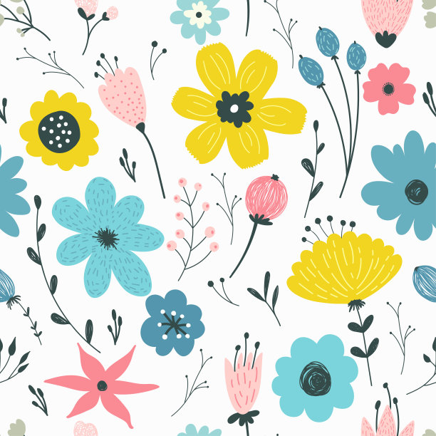 无缝图案与柔和的花。图片下载