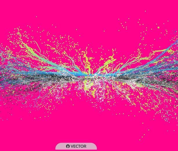 点爆炸。动态发射粒子数组。3D技术风格。抽象的背景。矢量插图。图片下载