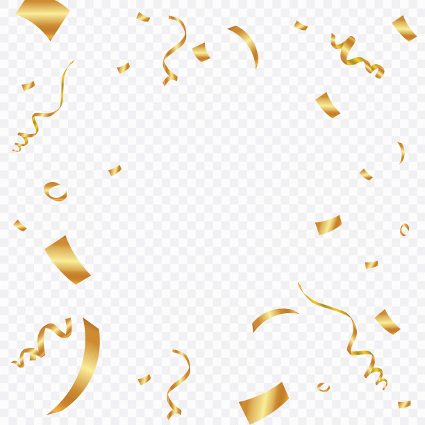 金色的纸屑孤立在方格背景上。节日的矢量图图片下载