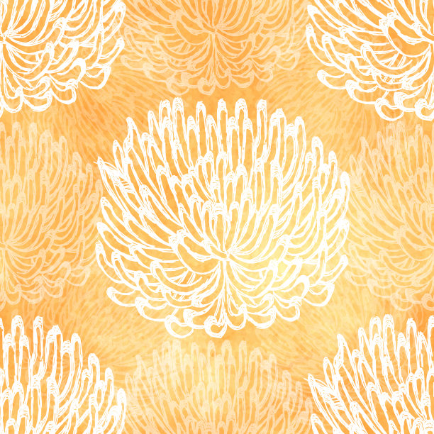 Dalhia无缝矢量模式-水墨绘画与水彩纹理图片下载