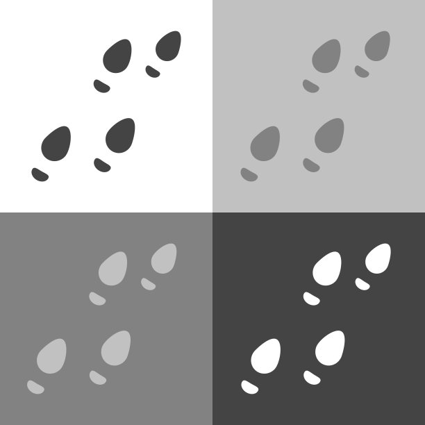 矢量图像的鞋子轨迹，鞋印。向量设置图标为白-灰-黑颜色图片下载