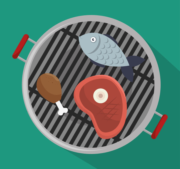 烧烤菜单牛肉啤酒设计孤立图片下载